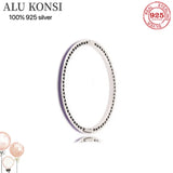 Multicolor Radiant Hearts Bangle 925 Silver Bracelet Charm DIY