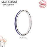 Multicolor Radiant Hearts Bangle 925 Silver Bracelet Charm DIY