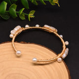 Natural Fresh Water Pearl Bangles For Women Wedding Cuff Bracelets