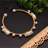 Natural Fresh Water Pearl Bangles For Women Wedding Cuff Bracelets