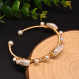 Natural Fresh Water Pearl Bangles For Women Wedding Cuff Bracelets
