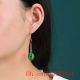 Natural Jade Emerald Safety buckle Earrings DIY