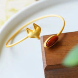 Natural Red Tourmaline Fox Bracelet Chinese Court Style