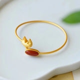 Southern Red Tourmaline Fox Bracelet, Chinese Court Style Charm