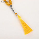 Natural Yellow Agate Stone Bracelet Islamic Prayer Beads Tasbih Muslim