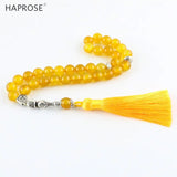 Natural Yellow Agate Stone Bracelet Islamic Prayer Beads Tasbih Muslim