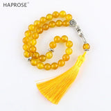 Natural Yellow Agate Stone Bracelet Islamic Prayer Beads Tasbih Muslim