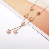 Purple Tassel Flower Chain Necklace 14K Rose Plated Wedding Jewelry