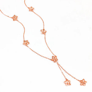 Purple Tassel Flower Chain Necklace 14K Rose Plated Wedding Jewelry