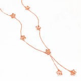 Purple Tassel Flower Chain Necklace 14K Rose Plated Wedding Jewelry