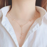 Purple Tassel Flower Chain Necklace 14K Rose Plated Wedding Jewelry
