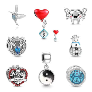 925 Silver Yinyang Snowflake Bead Necklace Charms Bracelet