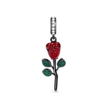 Sterling Silver Rose Flower Bead for Necklace Bracelet