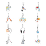 DIY Women Jewelry Pendant Skating Headphone Bead Necklace Charms 925 Silver