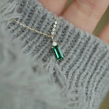 Diamond Rectangle Zircon Pendant Necklace Chinese Style Retro Minority Charm Lad