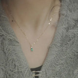 Diamond Rectangle Zircon Pendant Necklace Chinese Style Retro Minority Charm Lad