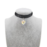 Crystal Tattoo Choker Stretch Necklace Elastic Heart Chocker
