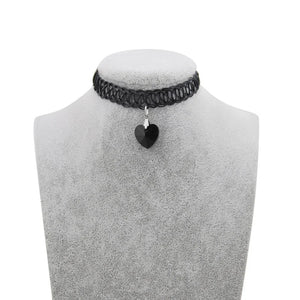 Crystal Tattoo Choker Stretch Necklace Elastic Heart Chocker
