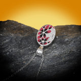 Red Flower Epoxy Pendant Necklace Silver Enamel Jewelry