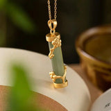 S925 Silver Gilding Hetian Jade Smokey Violet Pendant Plum Blossom
