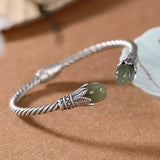 S925 Sterling Silver Hetian Jade Gray Jade Magnolia Bracelet