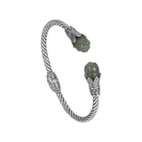S925 Sterling Silver Hetian Jade Gray Jade Open-Ended Bracelet