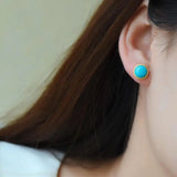 Turquoise Round Earrings Retro Charm Sand Craft Women's Jewelry