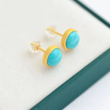 Turquoise Round Earrings Retro Charm Sand Craft Women's Jewelry