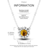 925 Sterling Silver Sunflower Necklace For Women Wedding Gift