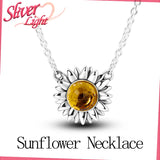 925 Sterling Silver Sunflower Necklace For Women Wedding Gift