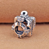 925 Silver Openwork Charm Bracelet w/ Crystal Beads