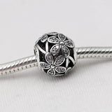 Daisy Meadow Crystal Bead Charm Bracelet 925 Silver Bangle DIY Jewelry