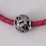 Daisy Meadow Crystal Bead Charm Bracelet 925 Silver Bangle DIY Jewelry