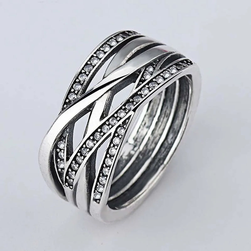 925 Silver Openwork Eternity Crystal Rings