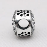 Openwork Love Heart Flower Crystal Beads 925 Silver Charm Bracelet DIY