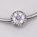 Openwork Love Heart Flower Crystal Beads 925 Silver Charm Bracelet DIY