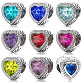 Openwork Love Heart Crystal Bead 925 Silver Charm Bracelet DIY Jewelry