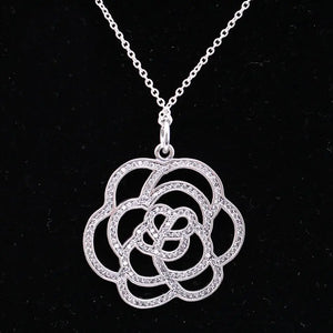 Rose Flower Crystal Necklace for 925 Silver Charm Bracelet