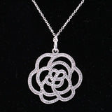 Rose Flower Crystal Necklace for 925 Silver Charm Bracelet