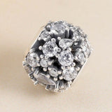Openwork Sparkling Round Cz With Crystal Beads 925 Sterling Silver Bead Charm