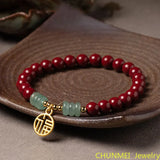 Purple Sand Bracelet Female Blessing Cinnabar Amulet Gift Beads 6mm,8mm Jade