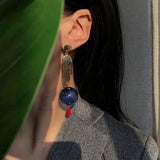Palm Glass Ball Dangle Earrings Exaggerated Hand Long Drop Earrings