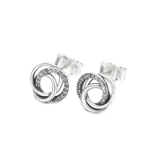 925 Sterling Silver Family Always Encircled Stud Earrings