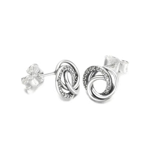925 Sterling Silver Family Always Encircled Stud Earrings