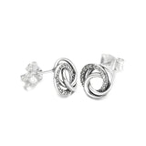 925 Sterling Silver Family Always Encircled Stud Earrings