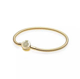 Rose Pan Bracelet with Heart Clasp - Sterling Silver Charm Jewelry