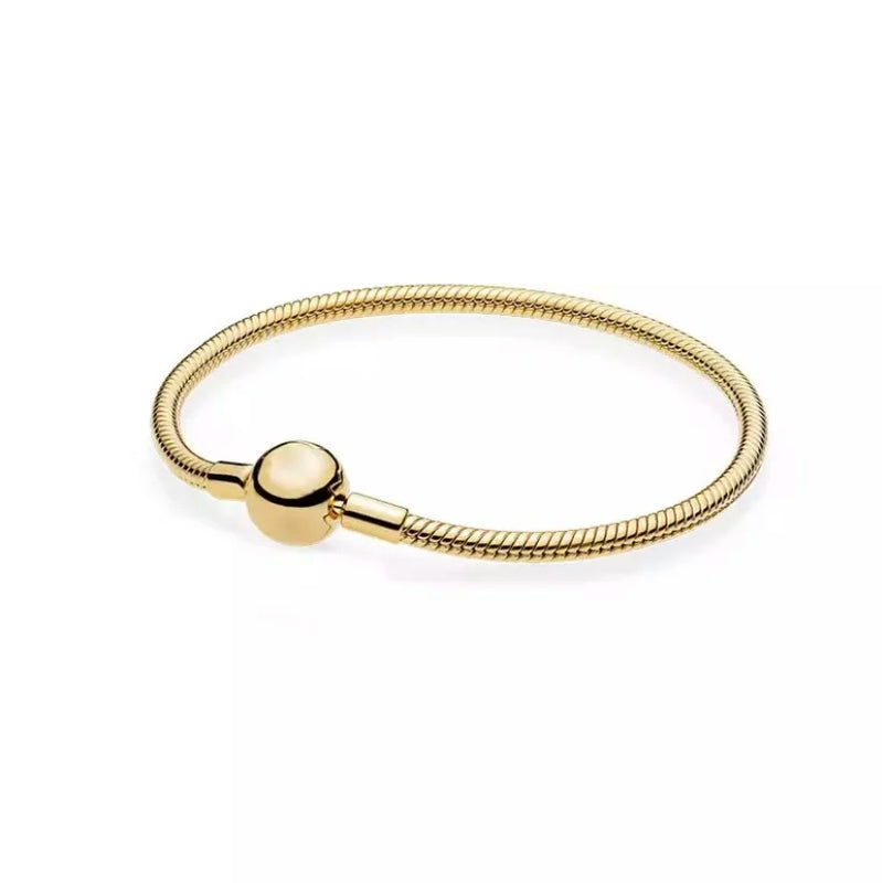 Rose Pan Bracelet with Heart Clasp - Sterling Silver Charm Jewelry