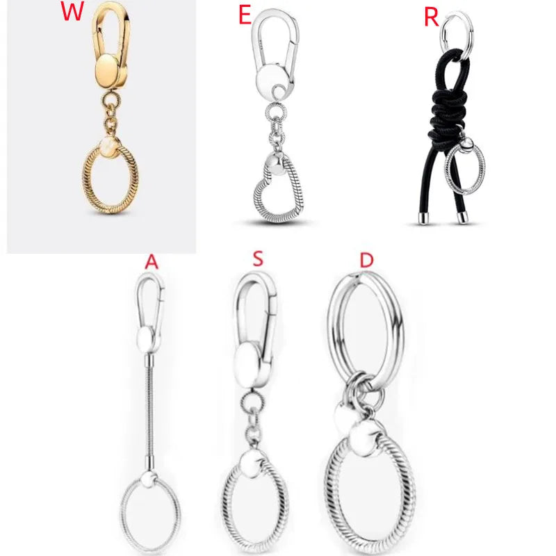 925 Sterling Silver Beaded Pan Key Chain DIY Accessories for Women