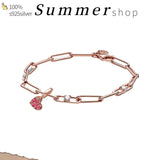 925 Silver Snake Chain Bracelet Charm Set for Women