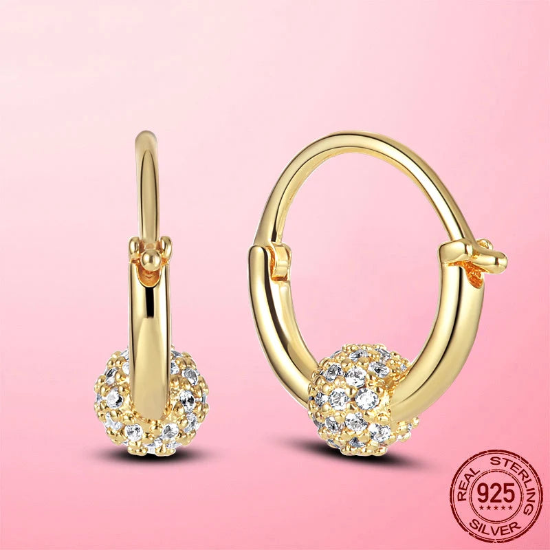 925 Silver & CZ Zircon Earrings Hoop - Silver Jewelry